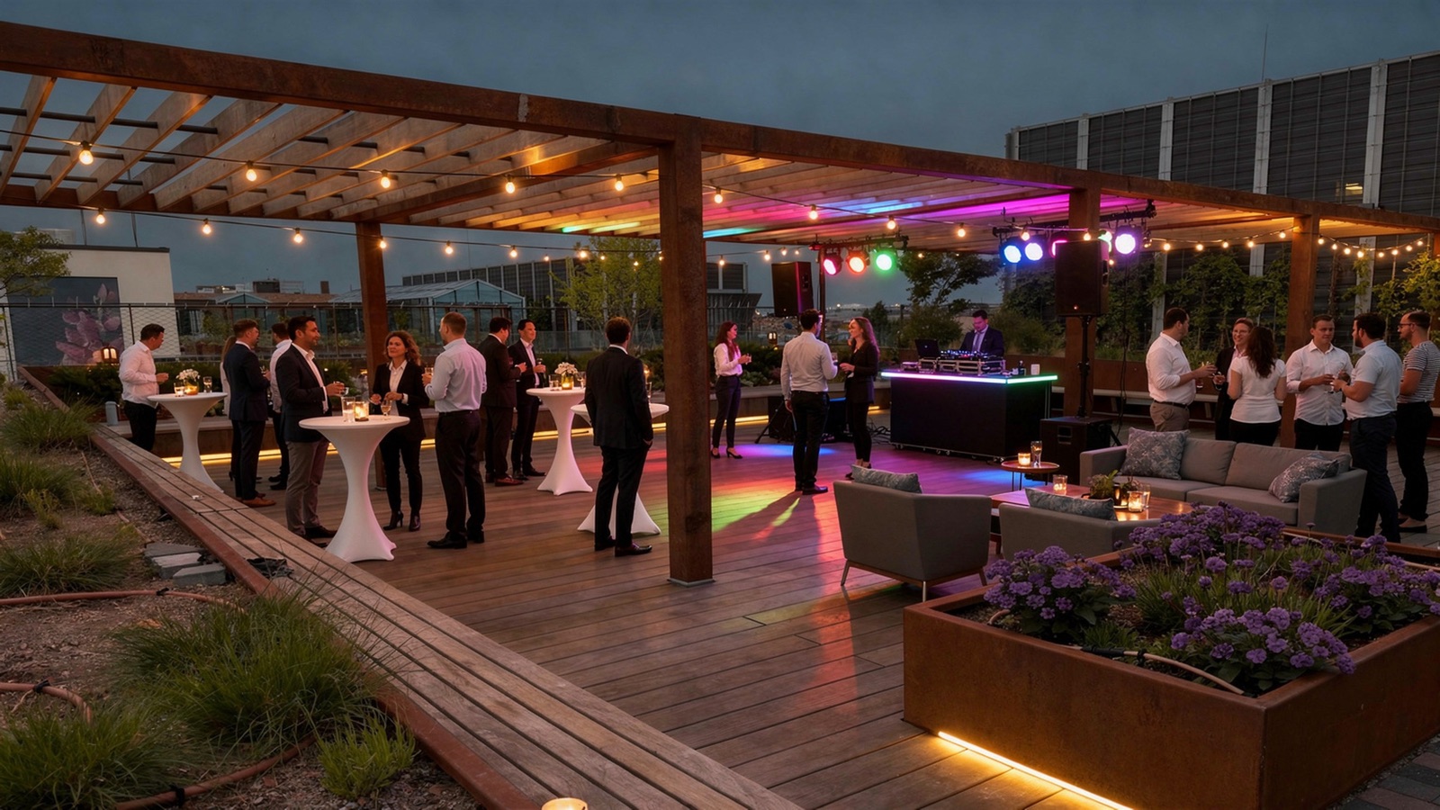 The Rooftop Terrace after dark